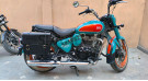For Royal Enfield Goan Classic 350 Leather Pannier Black Bags With Mounting - SPAREZO